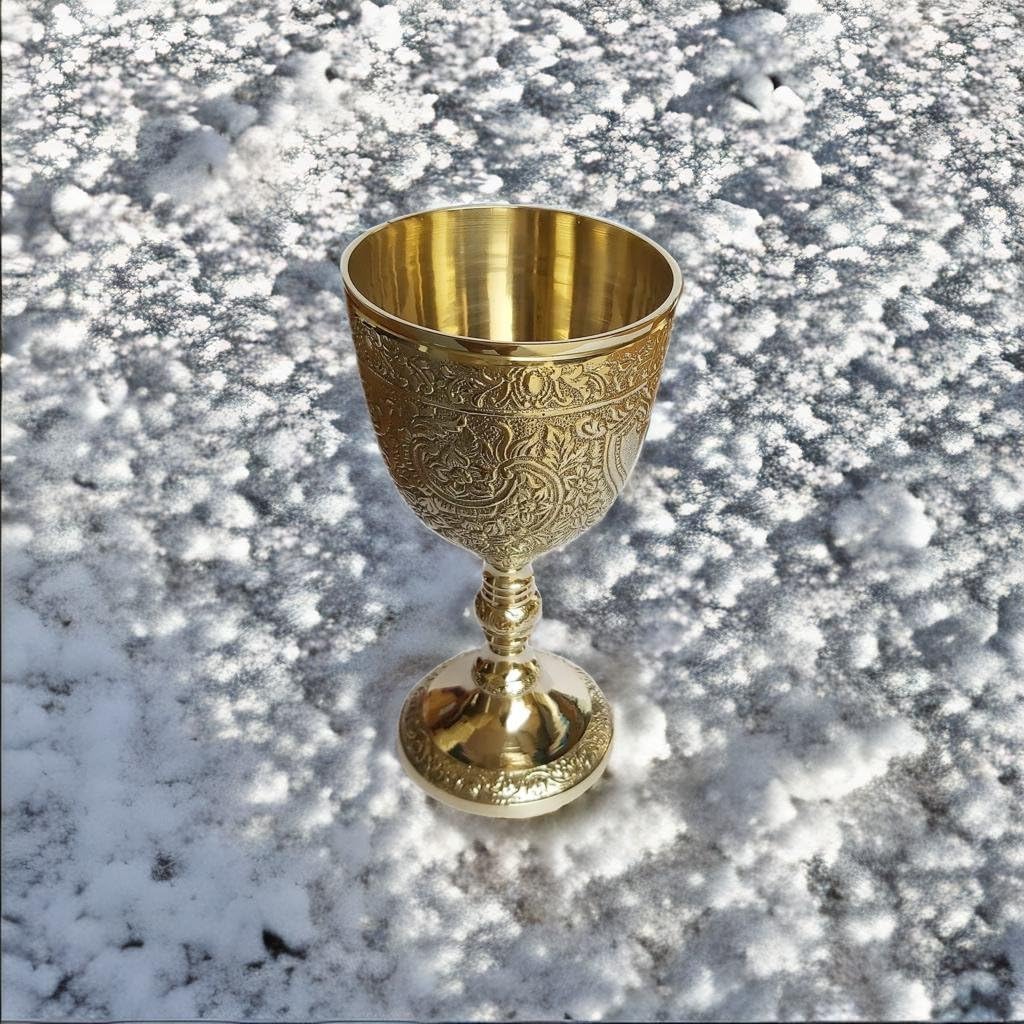 PARIJAT HANDICRAFT Set of 2 Hand Made brass flutes wine heavy goblet brass drinking glasses beverage tumbler cups for water juice milk beer ice tea and farmhouse decor