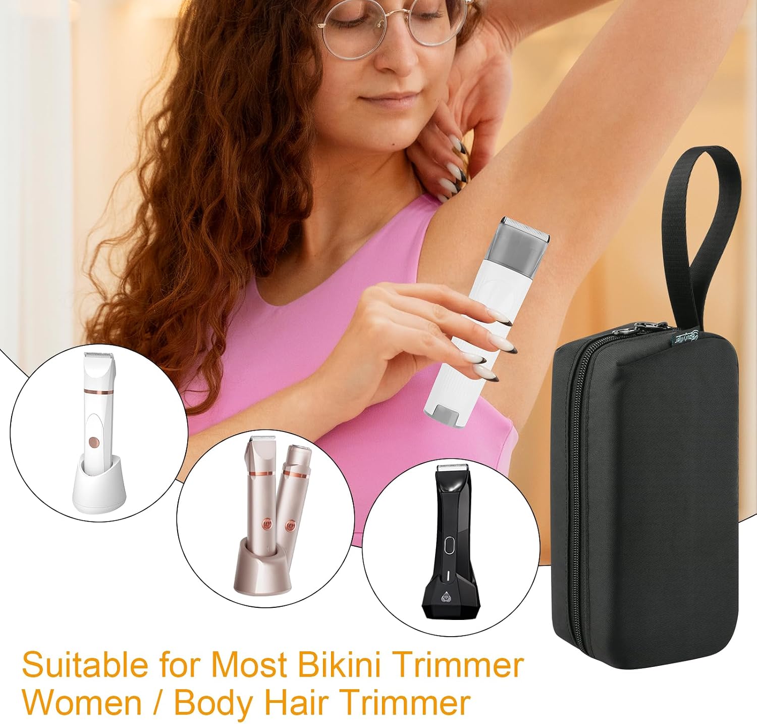 Beautyflier Carrying Bag Compatible with Risina Bikini Trimmer for Women, Travel Holder for OLOV Electric Body Hair Trimmer, Travel Carrier Case for Cordless Body Shaver for Trip (Bag Only)