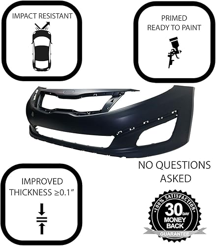 Miniatura 3 de FitParts Compatible con parachoques delantero Fascia 2014-2015 Kia Optima EX LX SXL SX Limited Sedan 14-15. Nuevo imprimado sin orificios de sensor,