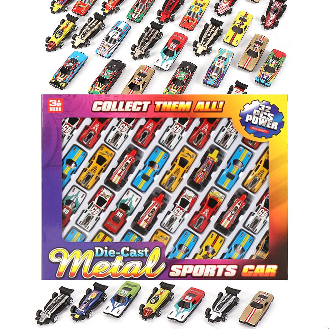 32-Pack Mini Toy Cars for Kids – Colorful Small Race Car Set for Boys & Girls Ages 3-8, Birthday Gift, School Prizes, Travel Toys, Party Favors & Classroom Rewards – Safe & Portable Toddler Car Games