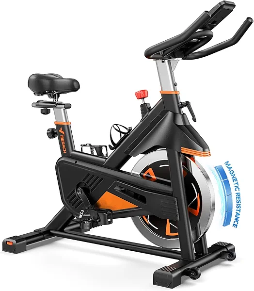 MERACH Exercise Bike, Indoor Cycling Bike Brake Pad, Magnetic Stationary Bike with Exclusive App, 300lbs Cycle Bike with Comfortable Bike Seat Cushion and Tablet Mount for Home Weight Loss