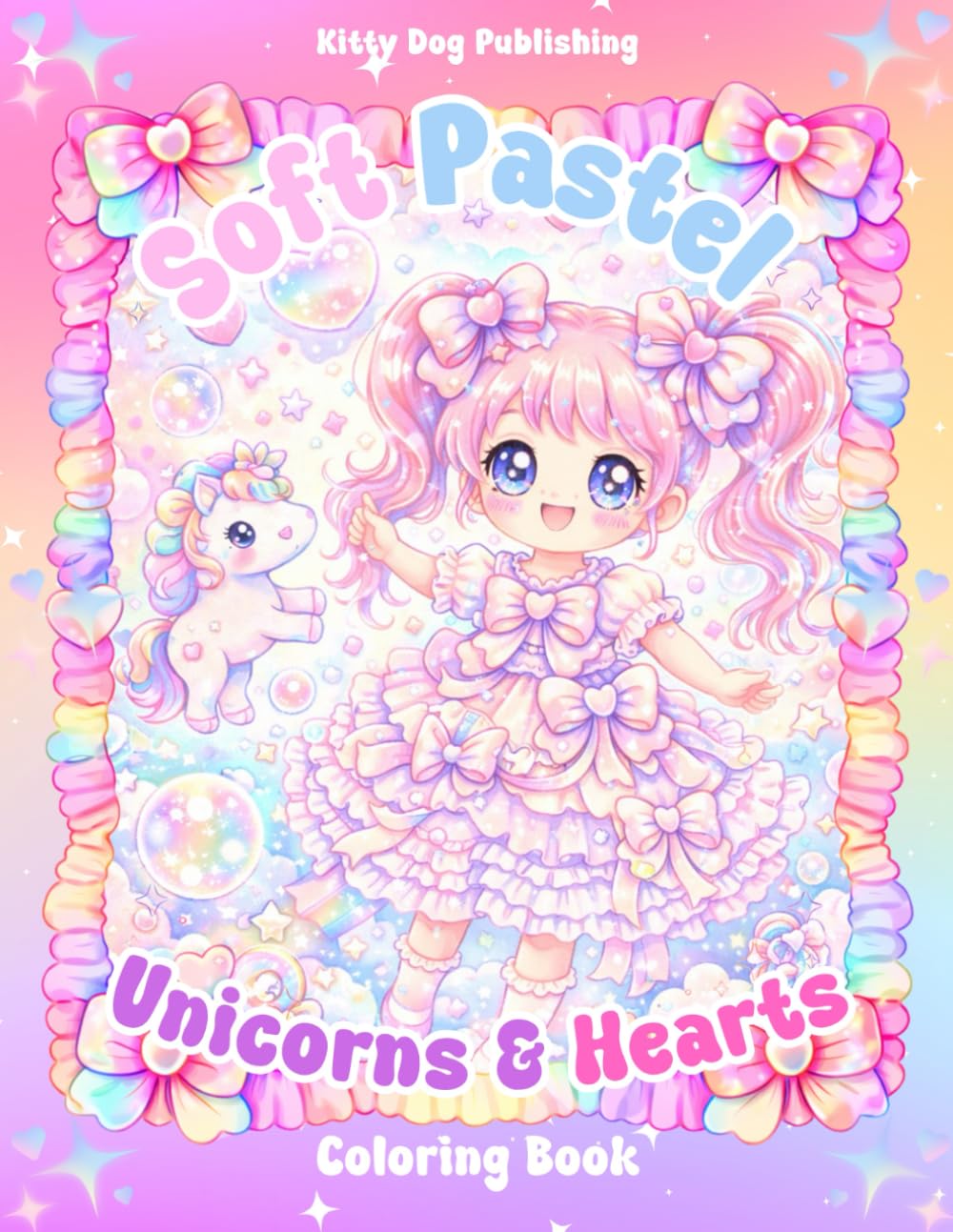 Soft Pastel Unicorns & Hearts: Dreamy Kawaii Bows & Magic (Kawaii Coloring Books For Adults)