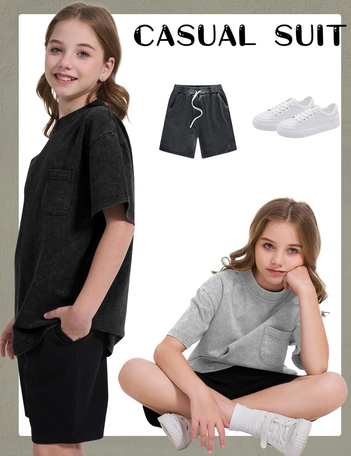 COZYPOIN 3 Pack Unisex Boys Girls T-Shirts Kids Short Sleeve Crewneck Acid Washed Tee Shirts Summer Tops 3-16Y - Image 3