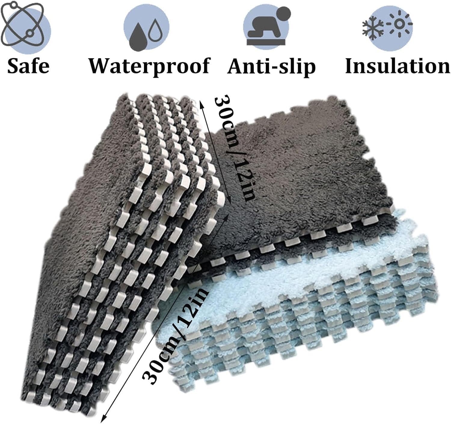 インターロッキングカーペット インターロッキングフォームスクエアパズルマット、実践能力の訓練に使用、12x12x0.4インチ厚のプラ