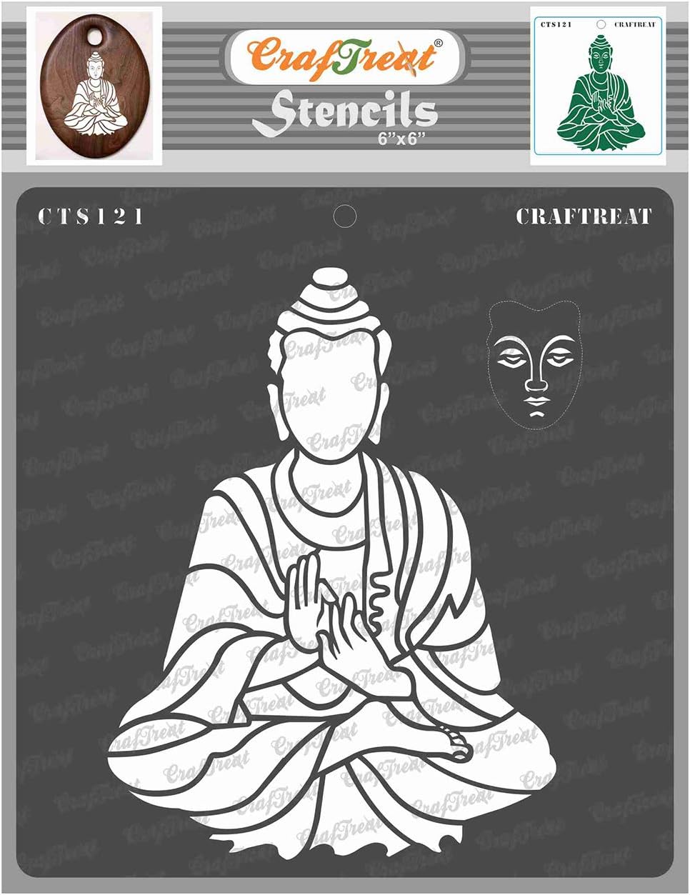 CrafTreat Buddha Stencils for Painting on Wood, Fabric Dye and Canvas Reusable Sitting Buddha