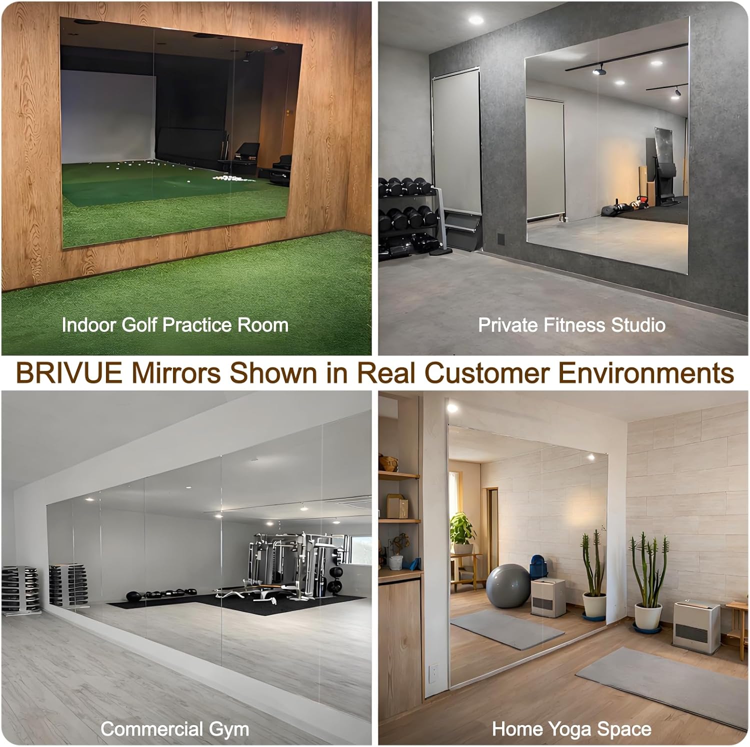 72" x 36" Wall Mirror Full Length, Lightweight | Shatterproof | Non-Glass Nanomirror | HD Reflection | Frameless Large Gym Mirror for Dance Studio, Garage, Living Room, Home Gym, 1PC