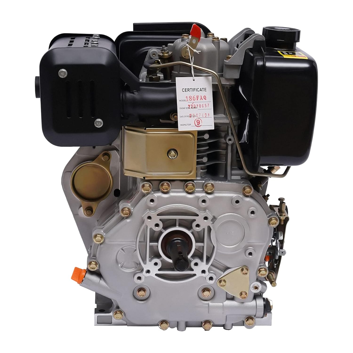 Futchoy Diesel Engine, 4 Stroke Diesel Motor Engine Heavy Duty Single Cylinder Air- Cooled Recoil 3000RPM, Single Cylinder Air Cooled Machine(10HP 4 Stroke) (10HP 4 Stroke)