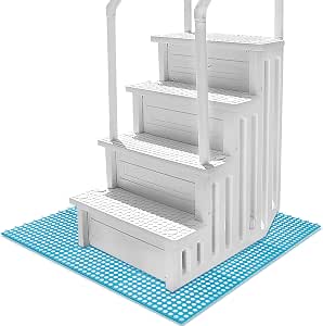 Splicing Swimming Pool Ladder Mat, 36 x 36 Inch Protective Non-Slip Pool Ladder Pad, Wear-Resistant Protective Ladder Pad for Above Ground Pools, 9 Pieces