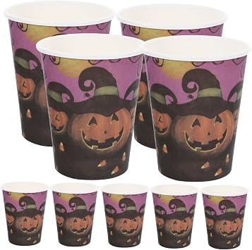 30 PCS Cold Drink Cups Halloween Party Tableware Paper French Fry Holder One Time Cup Orange Party Snack Cups Fall Disposable Cups Dessert Cake Cups