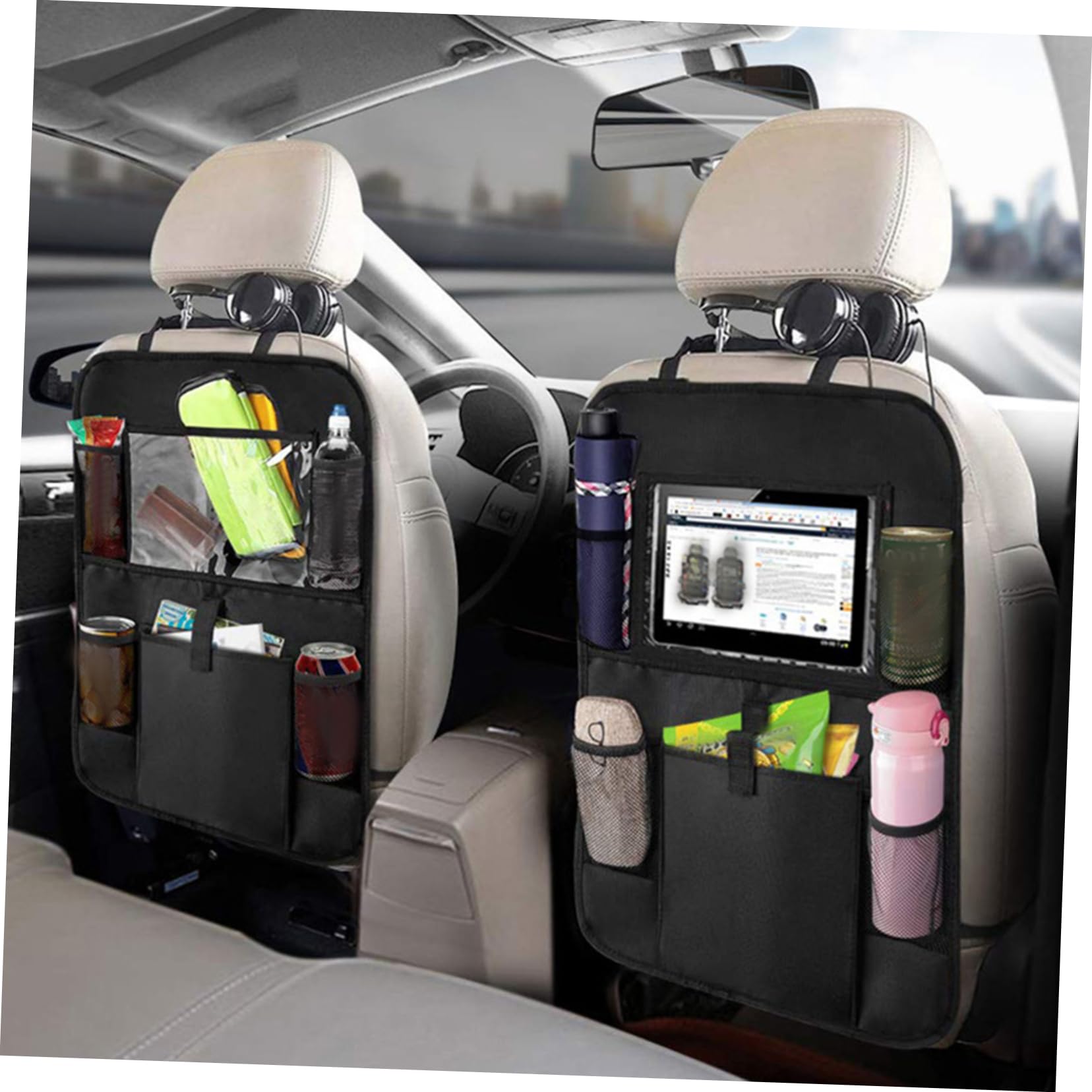 Cabilock Bolsa Organizadora para Asiento Trasero Coche, Diseño Multi Bolsillo, Resistente al Agua