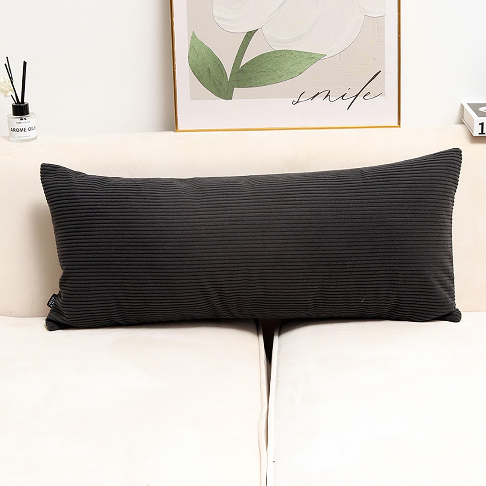 YSPZDQ Long Soft Fluffy Corduroy Pillow Case and Cushion Covers, Decorative Rectangle Bolster Body Pillow Cover with Zipper Closure No Insert for Livingroom Sofa Bedroom Bed(Gray-a,120 x 40 cm)