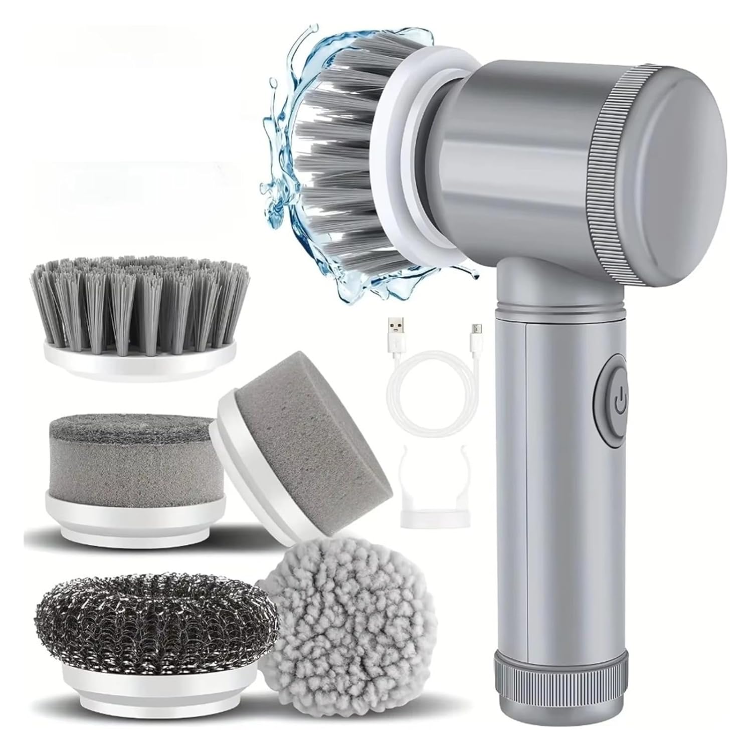 Electric Spin Scrubber Bathroom Cleaning Brush Power Scrubber with 5 Replaceable Brush Heads 5 in 1 Electric Cleaning