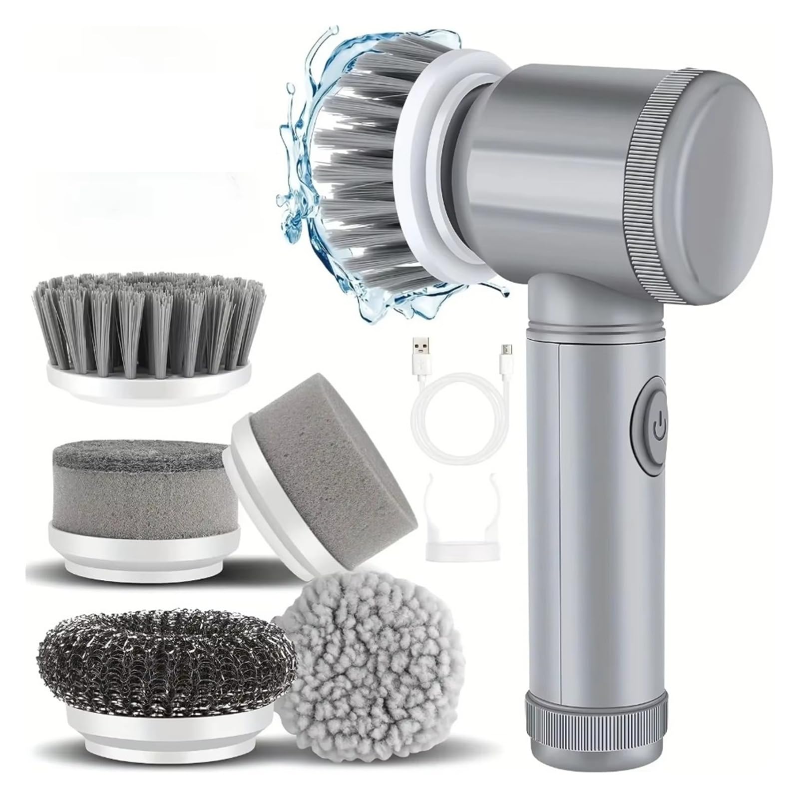 Electric Spin Scrubber Bathroom Cleaning Brush Power Scrubber with 5 Replaceable Brush Heads 5 in 1 Electric Cleaning