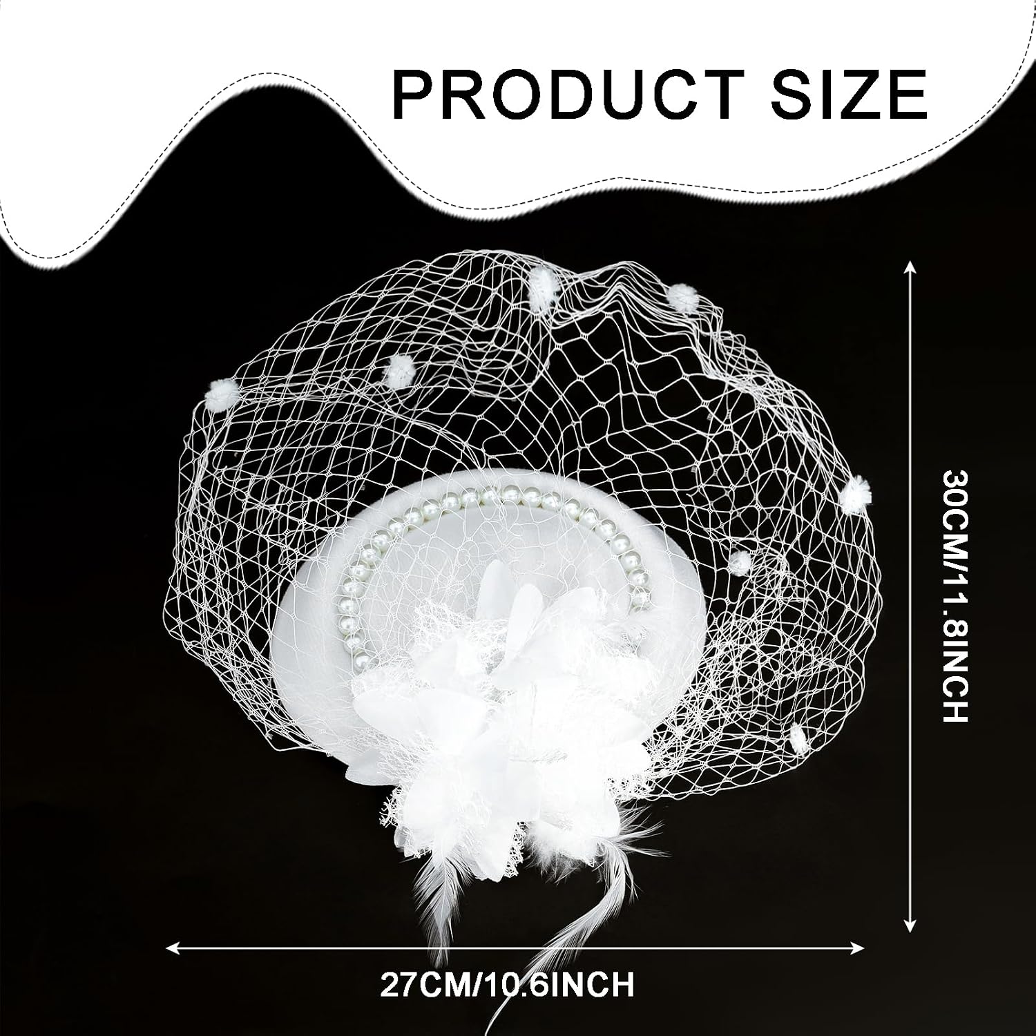 Fumwase Tea Party Hats 20s 50s Vintage Fascinators Tea Party Hats with Feather Mesh Veil for Wedding Halloween Costume Party