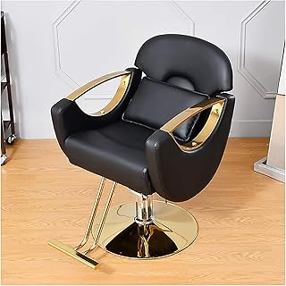 SOAR Sillas de barbero Silla de peluquería Barbero peluquería Silla de Cuero Silla de la elevación giratoria Silla de Belleza Simplicidad Silla del salón (Color : Black, Size : Sit)