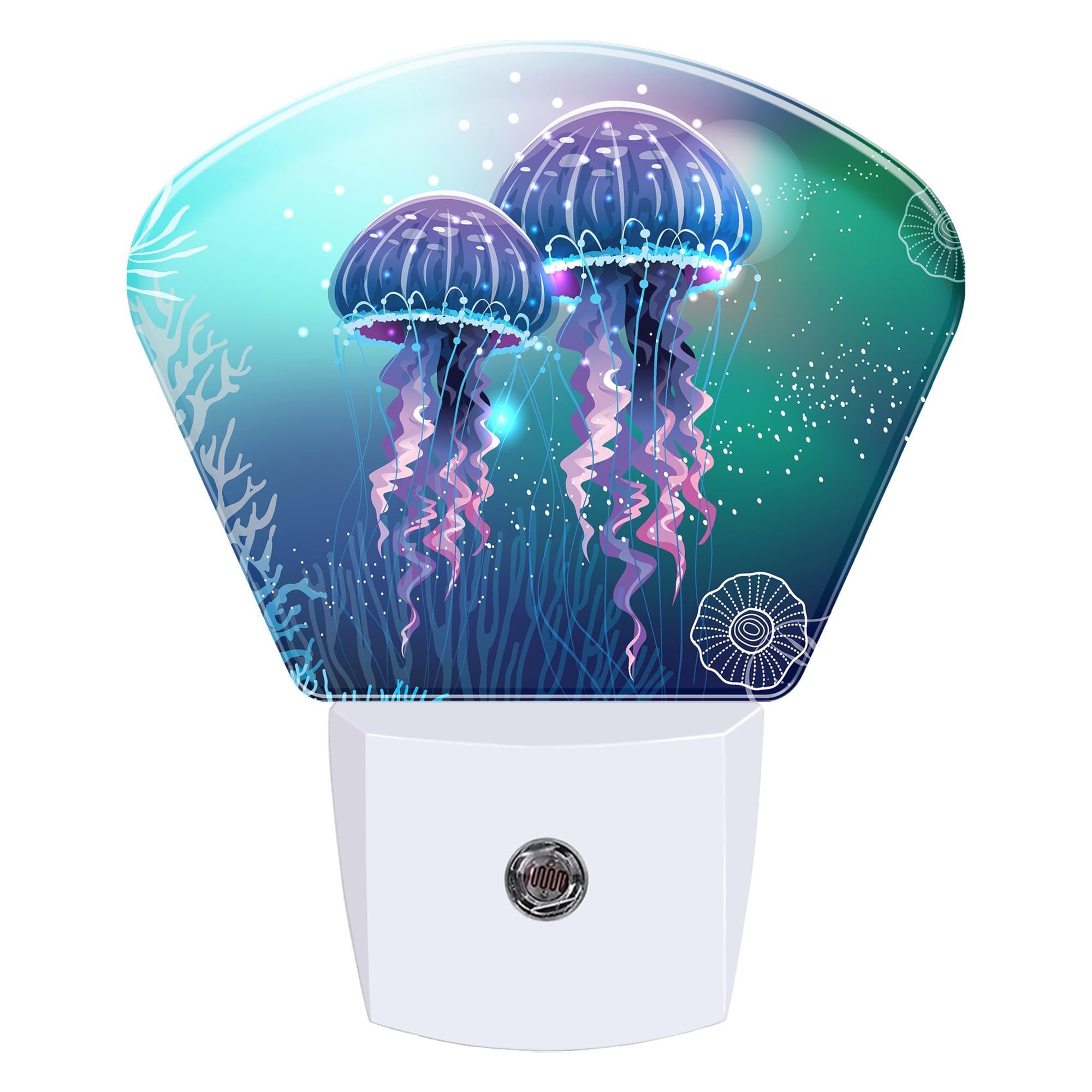 Night Light Neon Jellyfish Plug-in LED Dusk-to-Dawn Sensor Soft Night Lamp,Suitable for Home Bedroom Bathroom Hallway Stairs