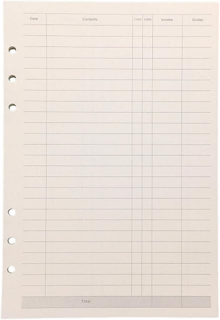 Refiller for 21cm Plastic A5 6-Holes Cover Round Ring View Binder File Folder (A5 Finance Refill Paper, 1 Package)