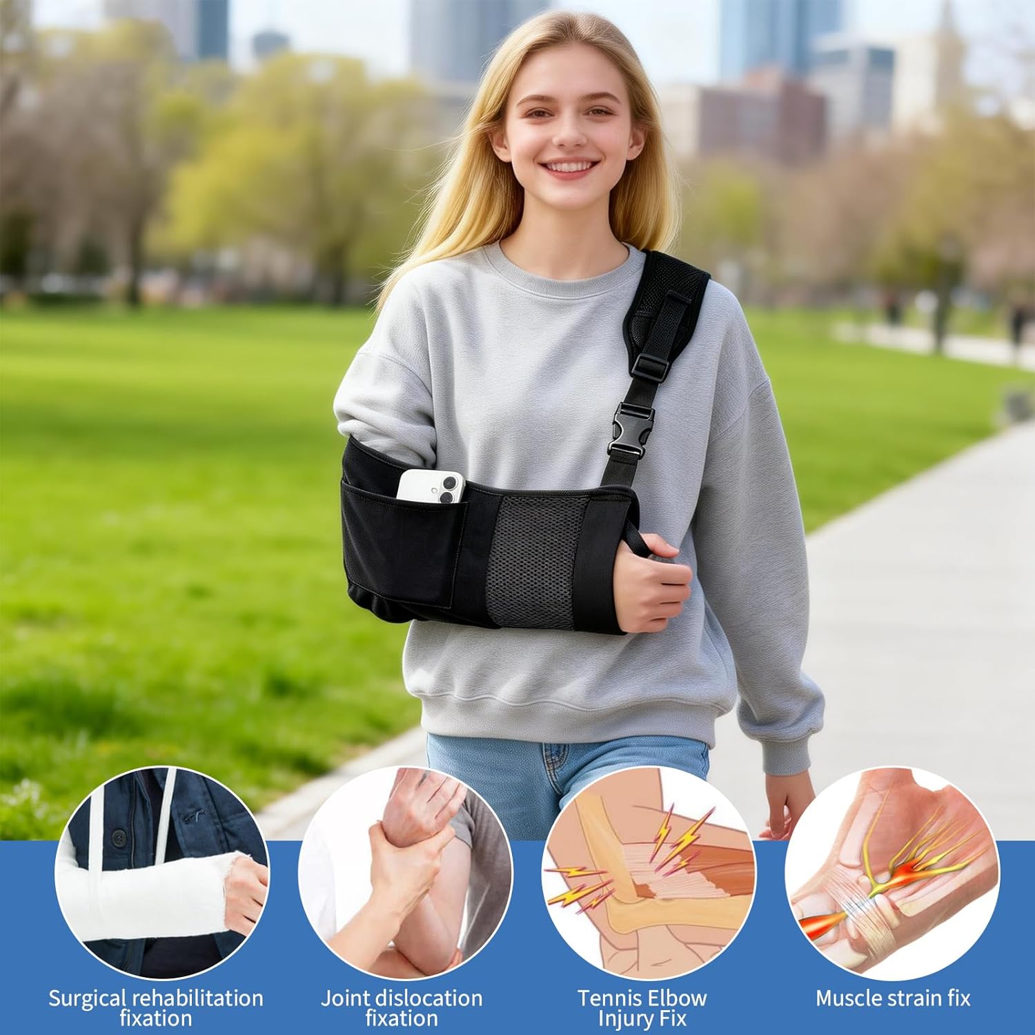 Arm Sling Shoulder for Men and Women Rotator Cuff Support Brace-Comfortable Medical Sling for fit Left or Right Arm-Support,Shoulder,Wrist,Elbow,Clavicle Fracture Post-Surgery