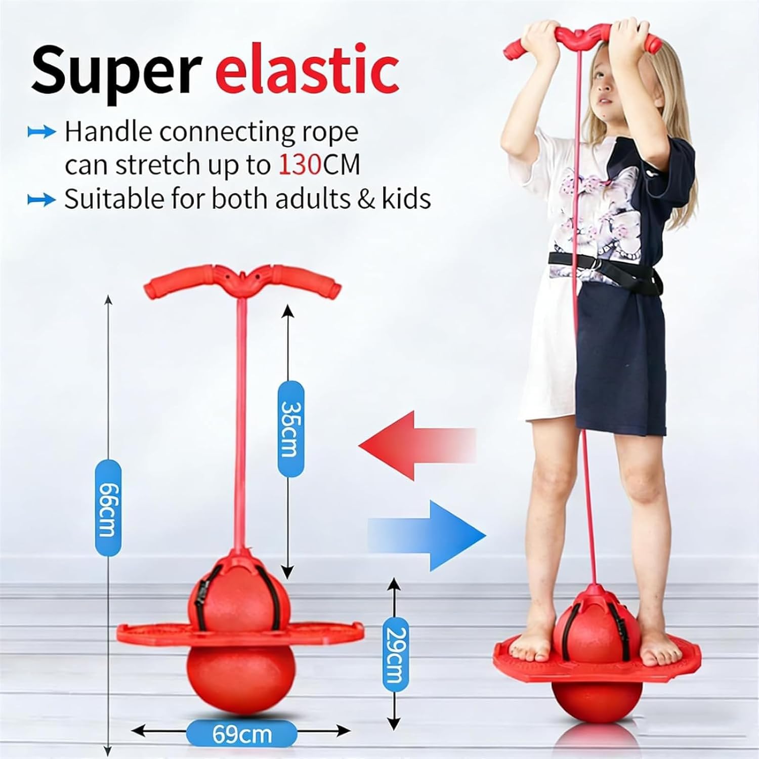 Balance Jumping Ball, Children's Balance Jumping Ball with Handle, Pogo Jumper BalanceTrainer for Beginners & Adults, Indoor Outdoor Fitness Toy for BalanceTraining and Coordination Practice, Up to 600lb