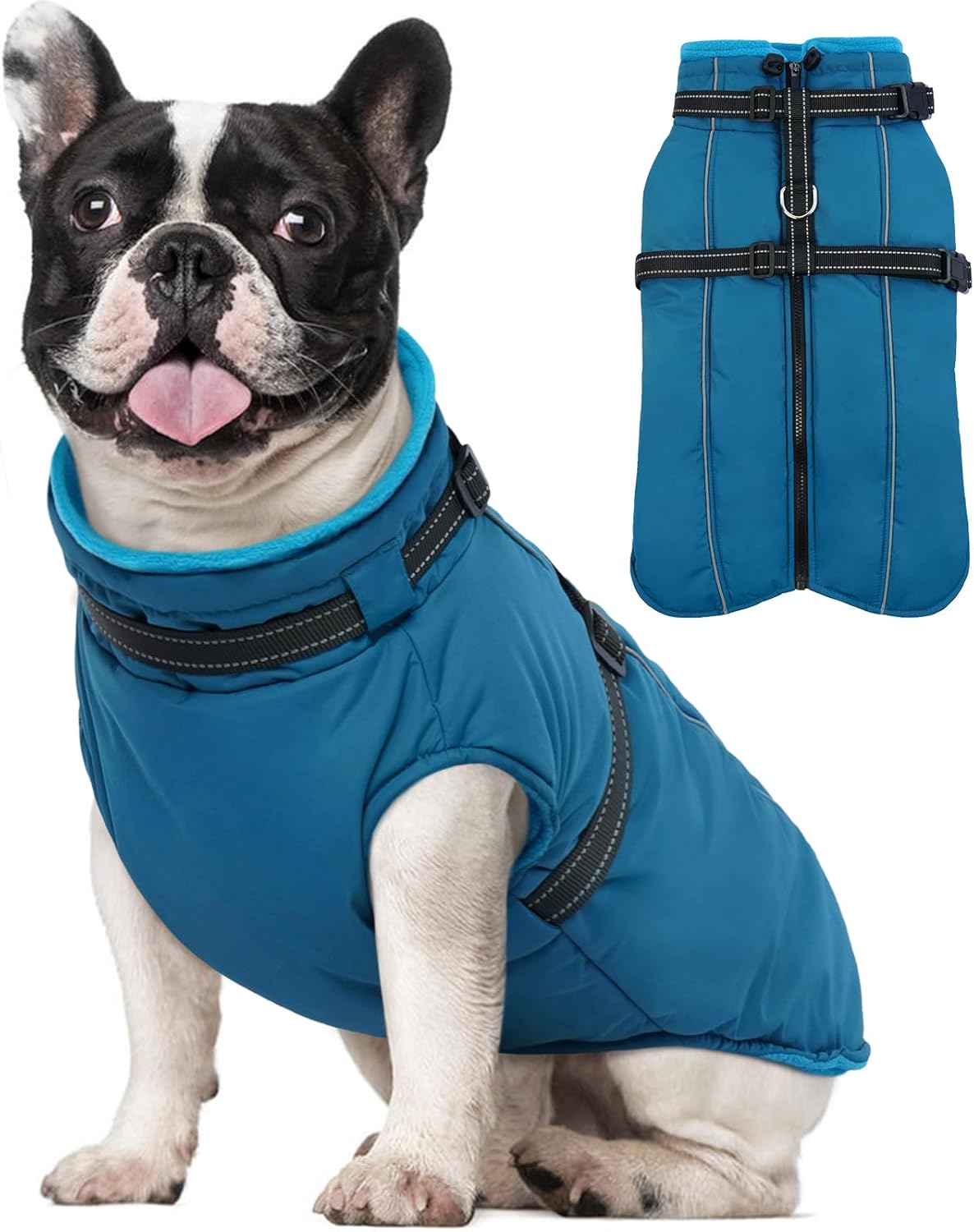 Lelepet Waterproof Dog Jacket with Harness Built in Warm Dog Winter Coat, Reflective Jacket Fleece Jacket, Dogs Coats for Small Dogs, Thermal Pet Snowsuit for Cold Weather, Yorkshire, Shih Tzu, Blue S - Amazon product rated Grade A
