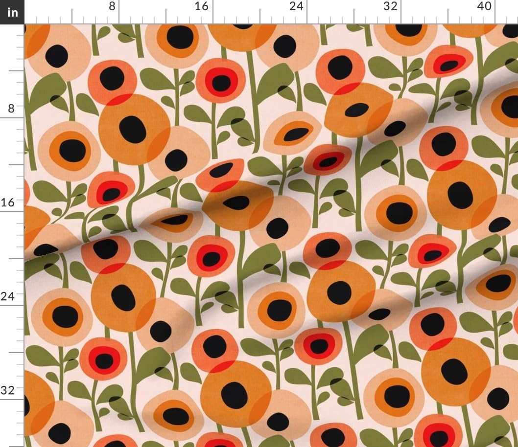 Spoonflower Fabric - Mid Century Modern Retro Vintage Orange Atomic Era 1950S 1960S Look Printed on Petal Cotton Fabric Fat Quarter - Sewing Quilting Apparel Crafts Decor