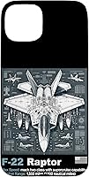 Vista 9 de F22 Raptor Fighter Jet Blueprint - Funda para iPhone 16, diseño técnico y especificaciones