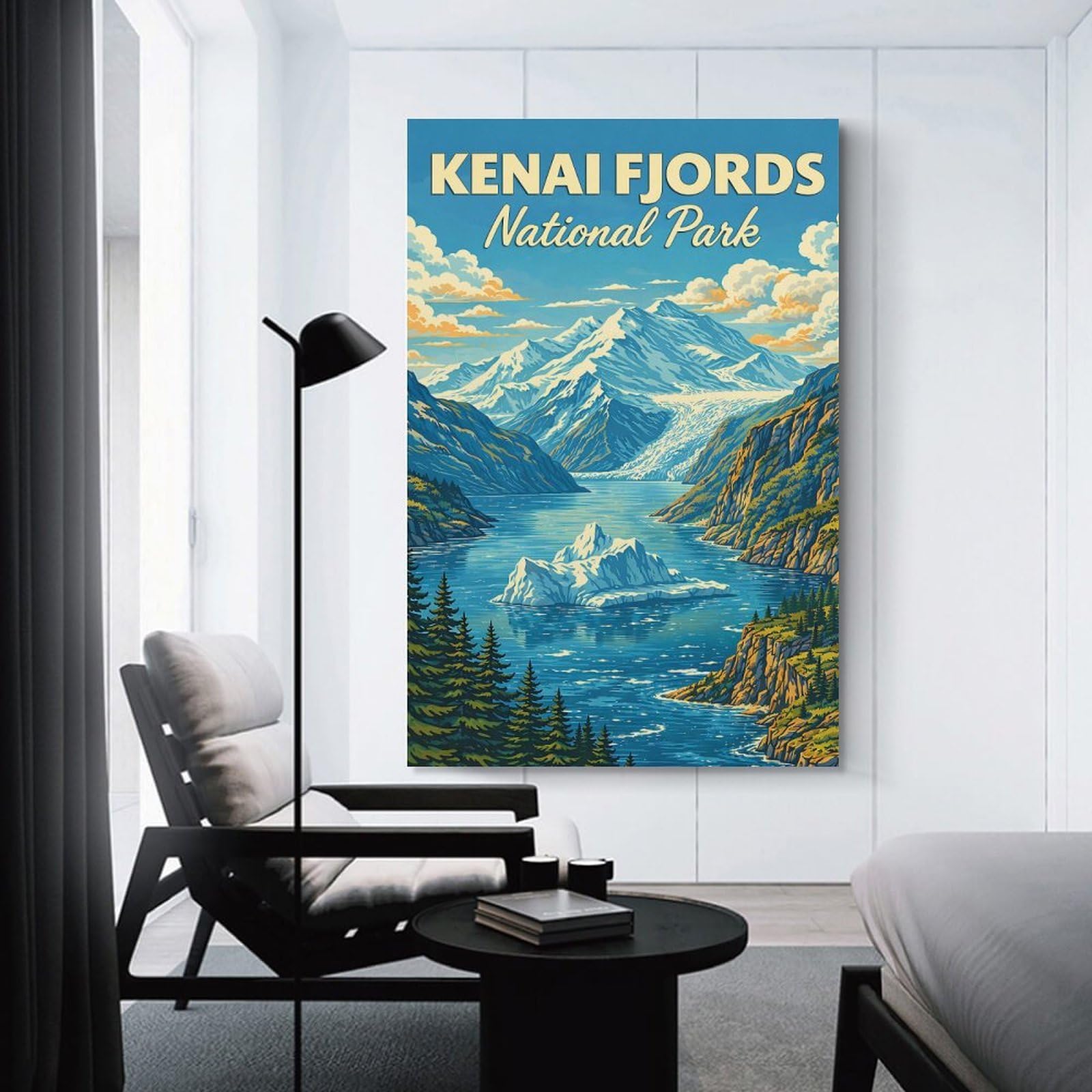 Junmoney Unframe-Style-3 Wall Picture Print Kenai Fjords National Park Alaska Vintage Travel Poster – Alaska National Park Retro Glacier Landsca..., 20X30inch(50X75cm), For Feature Walls In Flats Or Modern Rooms, An Easy Matc