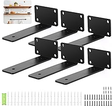 6 Pieces Shelf Brackets, Wall Shelf Brackets, Heavy Duty Shelf Brackets for DIY or Customized Wall Shelves, 25 cm