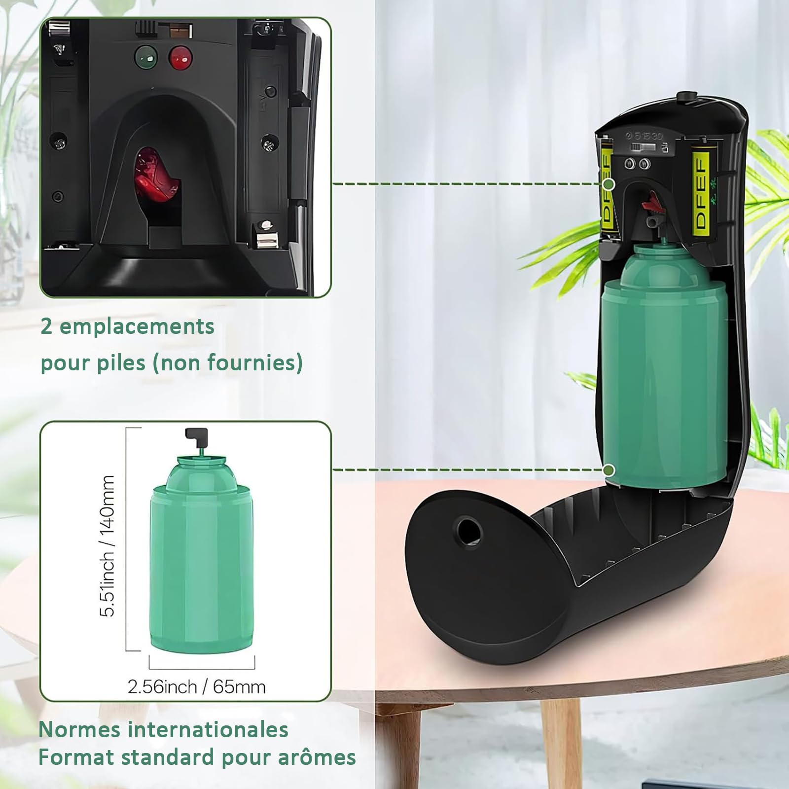 Lot de 6 Diffuseurs Automatiques de Parfum – Distributeurs d’Aérosol pour Recharges 300 ML – Programmables (5/15/30 Min) – Montage Mural ou Pose Libre pour Salle de Bain, Bureau et Hôtel – Noir