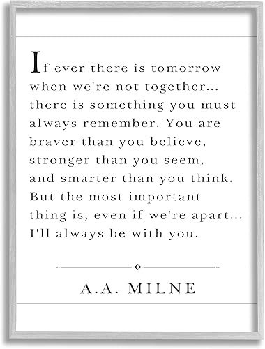 Stupell Industries I'll Always Be with You A.A. Milne, arte de pared enmarcado con letras y líneas grises, 24 x 30 pulgadas, color blanco