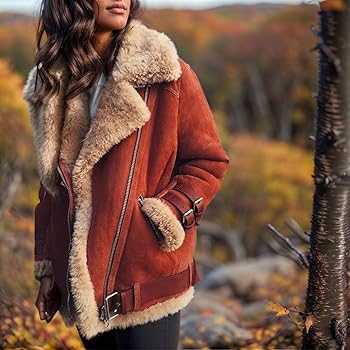 Lederjacke Damen Winter Gefüttert Mit Fellkragen – Warm, Vintage, Für Motorrad & Alltag