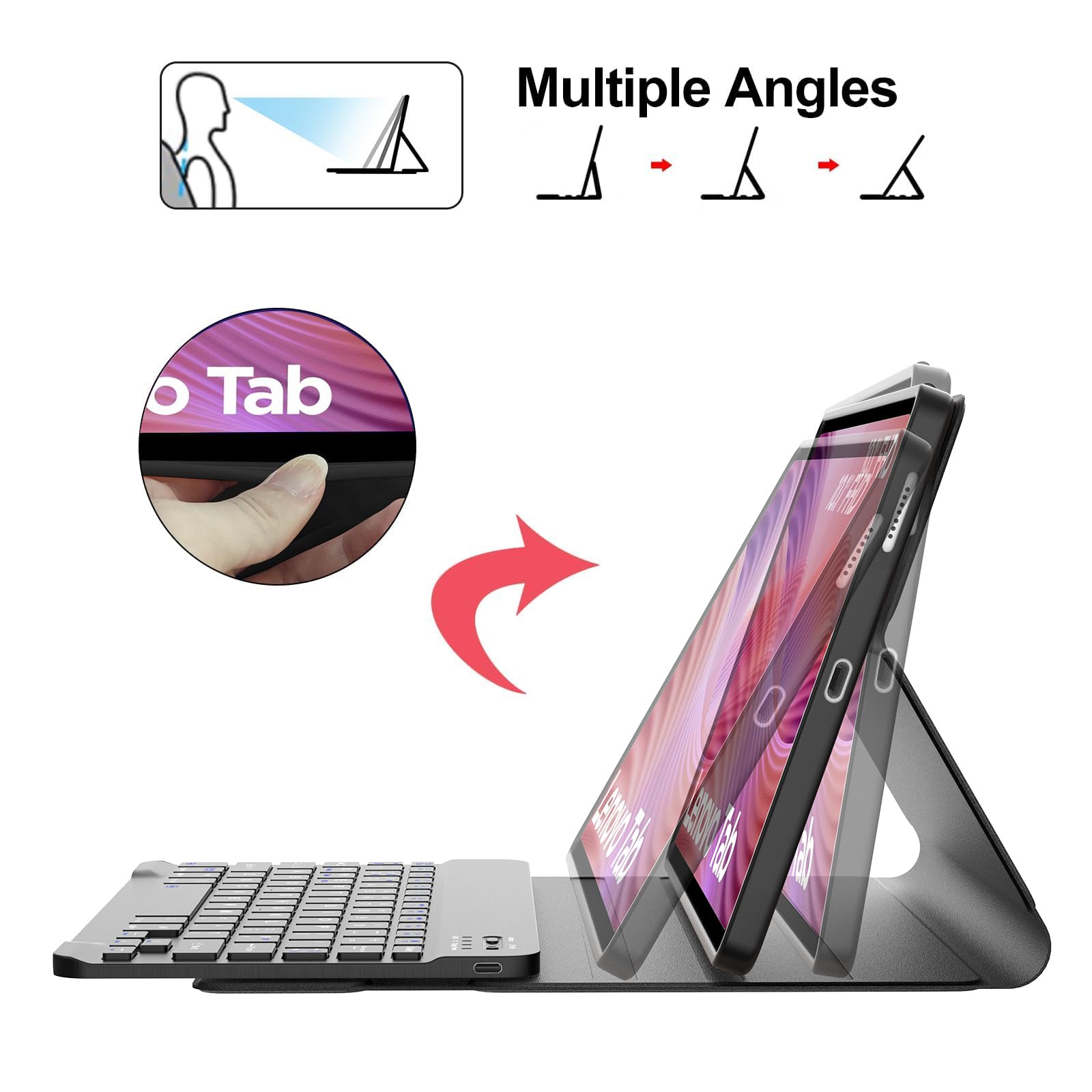 SENGBIRCH Tastaturhülle für Lenovo Tab Tablet 10.1 2025 - QWERTZ Deutsche Beleuchtete Touchpad Abnehmbare Bluetooth Tastatur für Lenovo Tab Tablet 10.1 2025 , Schwarz SENGBIRCH Tastaturhülle für Lenovo Tab Tablet 10.1 2025 - QWERTZ Deutsche Beleuchtete Touchpad Abnehmbare Bluetooth Tastatur für Lenovo Tab Tablet 10.1 2025 , Schwarz