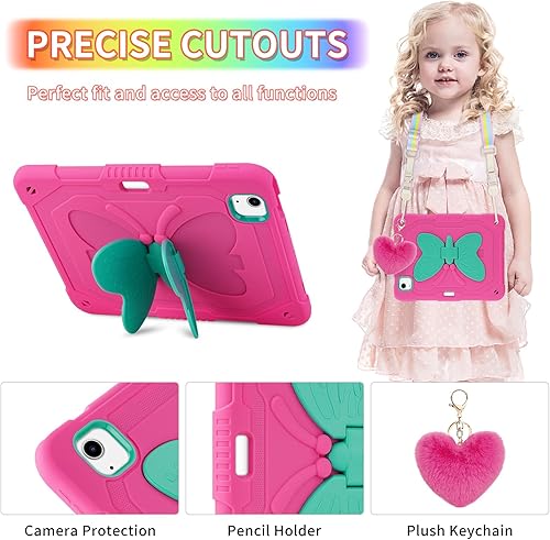 Miniatura 4 de WESADN Funda para iPad Air de 5 generación para iPad Pro de 11 pulgadas, 43211 con protector de pantallaatril de mariposa, correallaverosoporte para