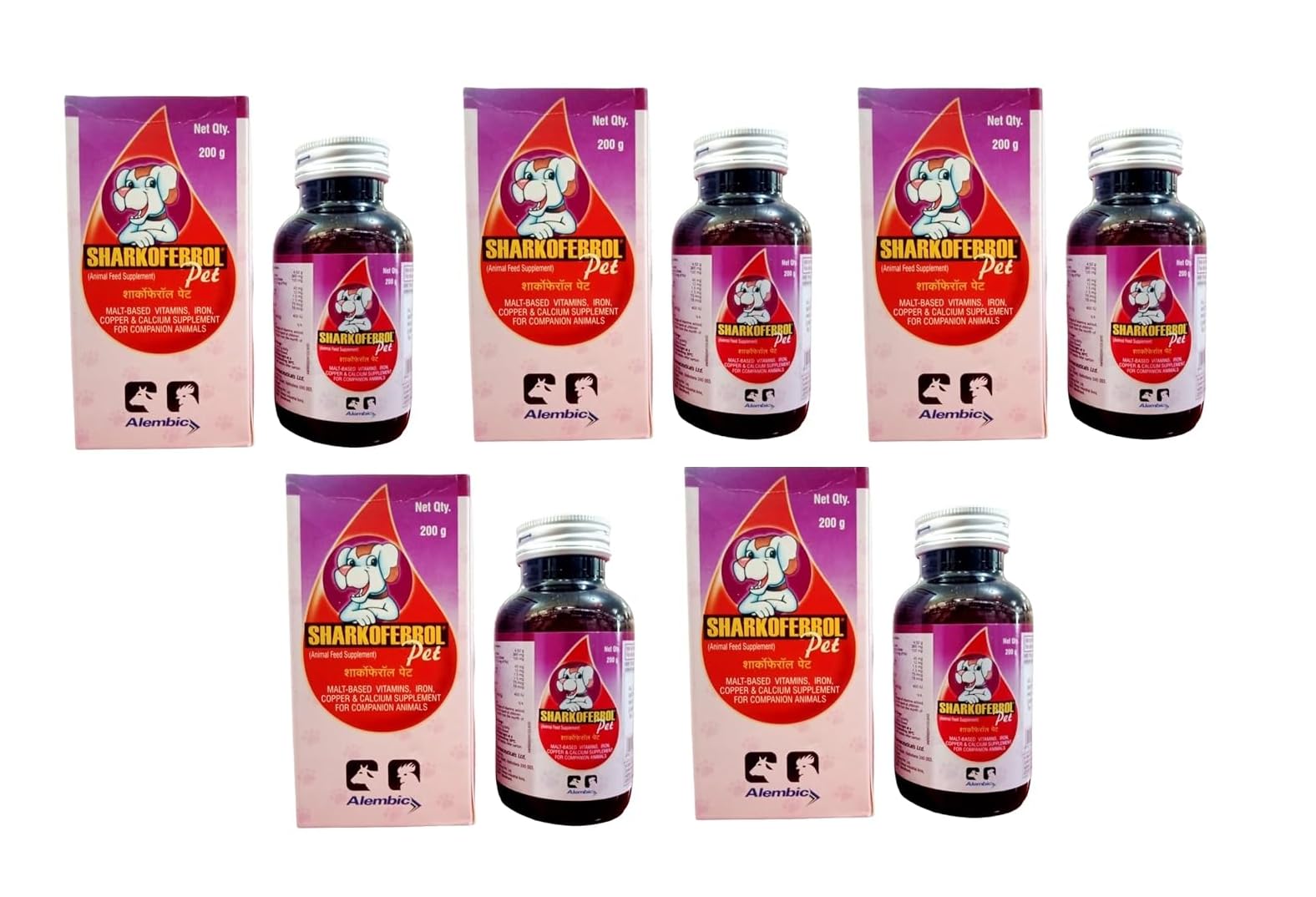 BULLYPET SHARKOFERROL PET Malt Based Vitamins Iron & Calcium for Cat,Dogs & Puppies Pet Health Supplements 200G (Pack of 5)-image-28