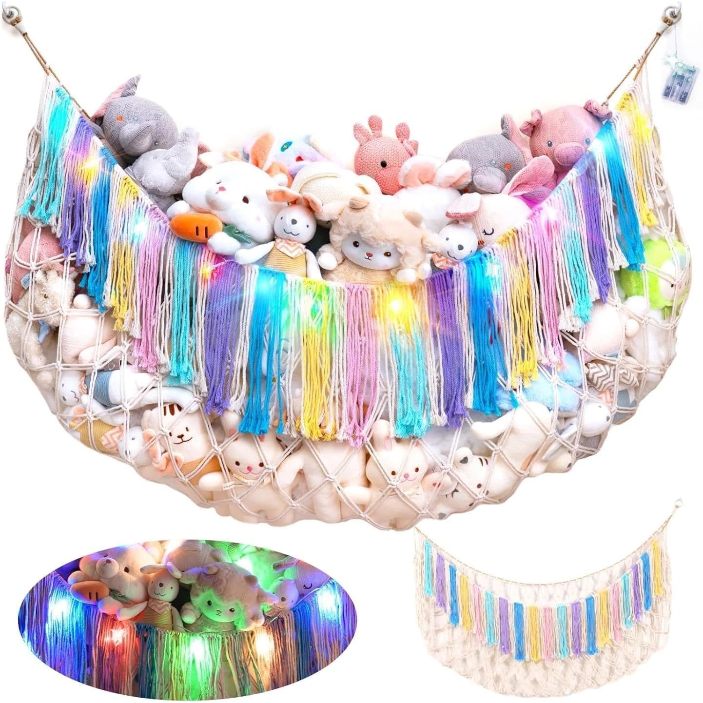 for Hamaca de red con Luces para animales de peluche- Extra Grande para colgar en l