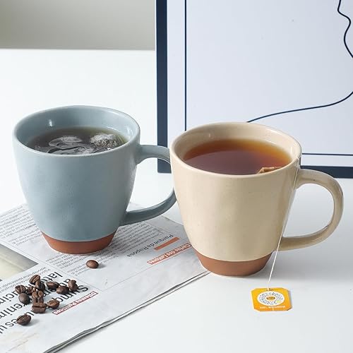 Miniatura 5 de Juego de 4 tazas de café de cerámica tazas de té de 13 onzas para cacao, latte, capuchino, tazas de café de porcelana para microondas, color único
