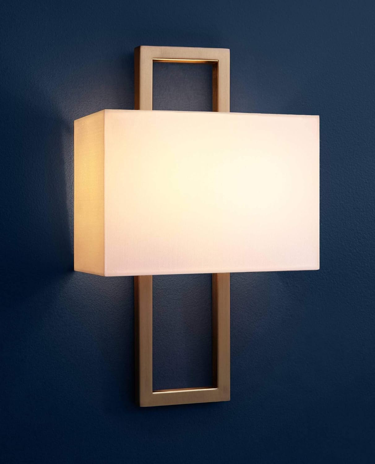 Possini Euro Design Modena Modern Wall Light Sconce French Brass Hardwired 9 1/2" Wide Fixture Shimmery Silvery Open Rectangular Shade Bedroom Bathroom Bedside Living Room Home Hallway Dining