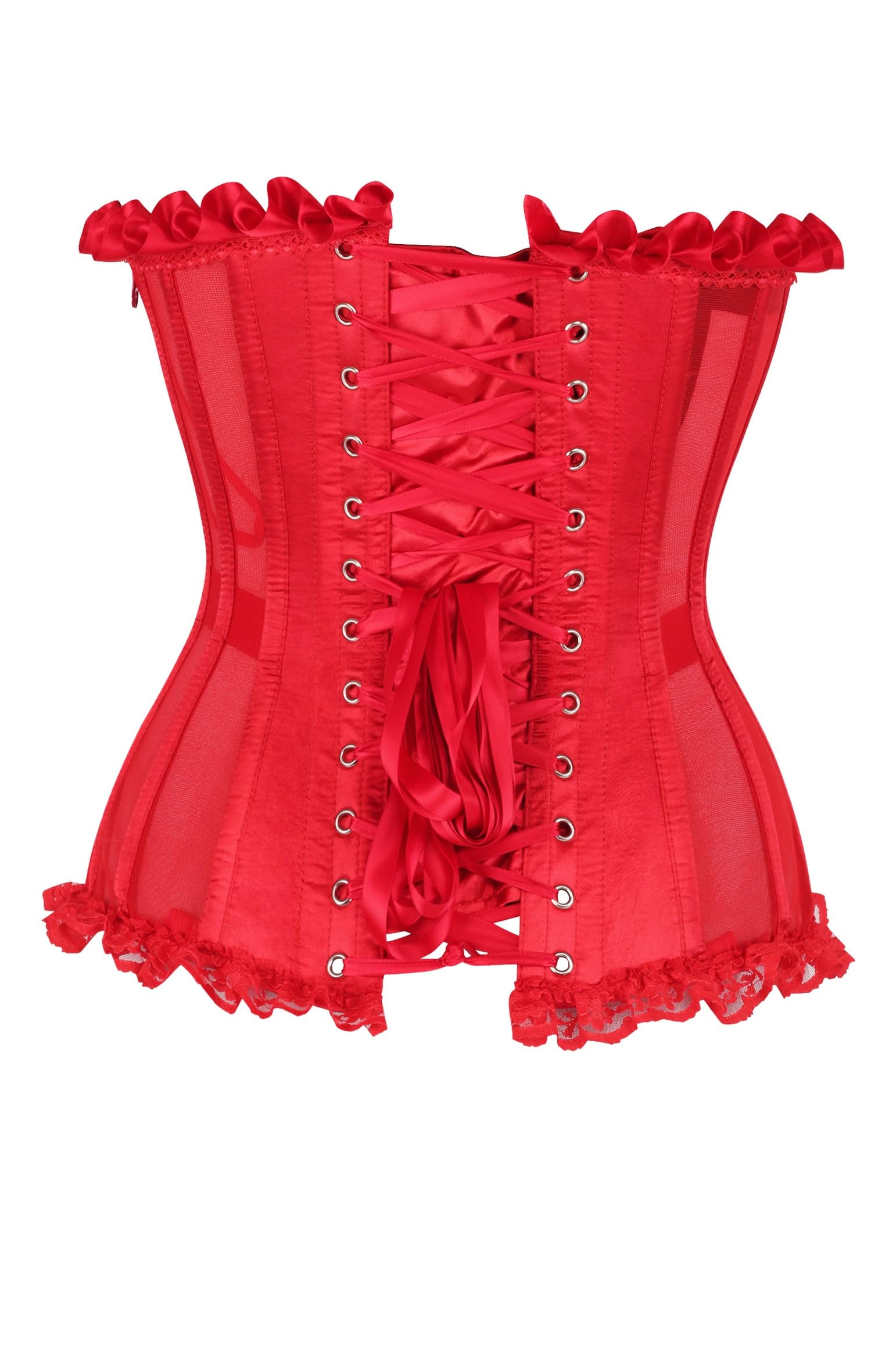 Daisy corsets Damen Top Drawer Steel Boned Red Mesh Underwire Bustier Corset Korsett (1er Pack)
