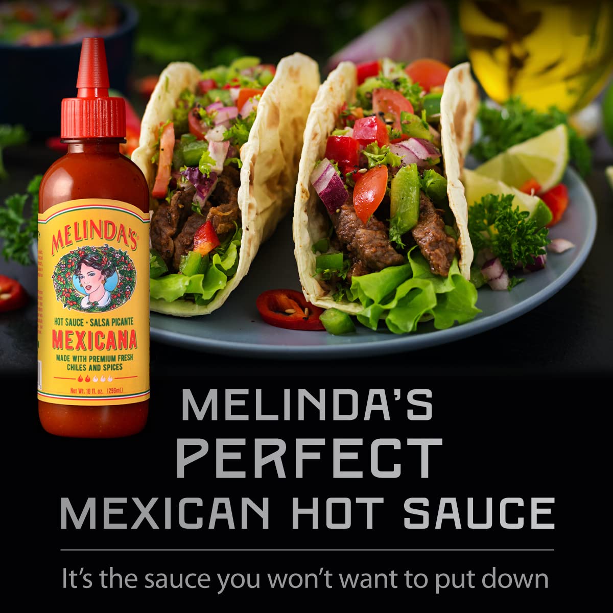 Melinda’s Salsa Picante Mexicana Hot Sauce – Mild Mexican Hot Sauce with Cayenne, Habanero Peppers - Keto, Gluten-Free Hot Sauce for Tacos, Burritos, Dressings & More – 10 Oz, 2 Pack