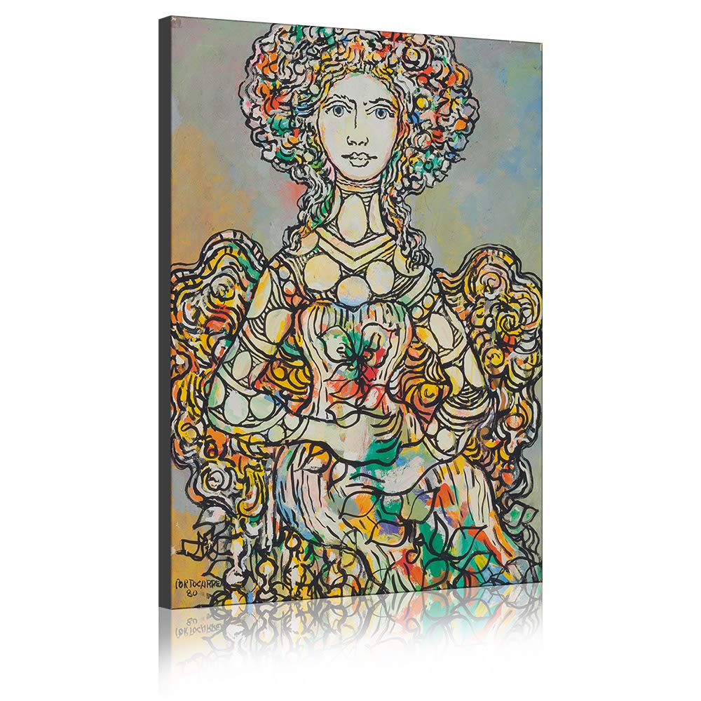 Toile moderne femme graffiti pour une décoration de salon contemporaine et chic
