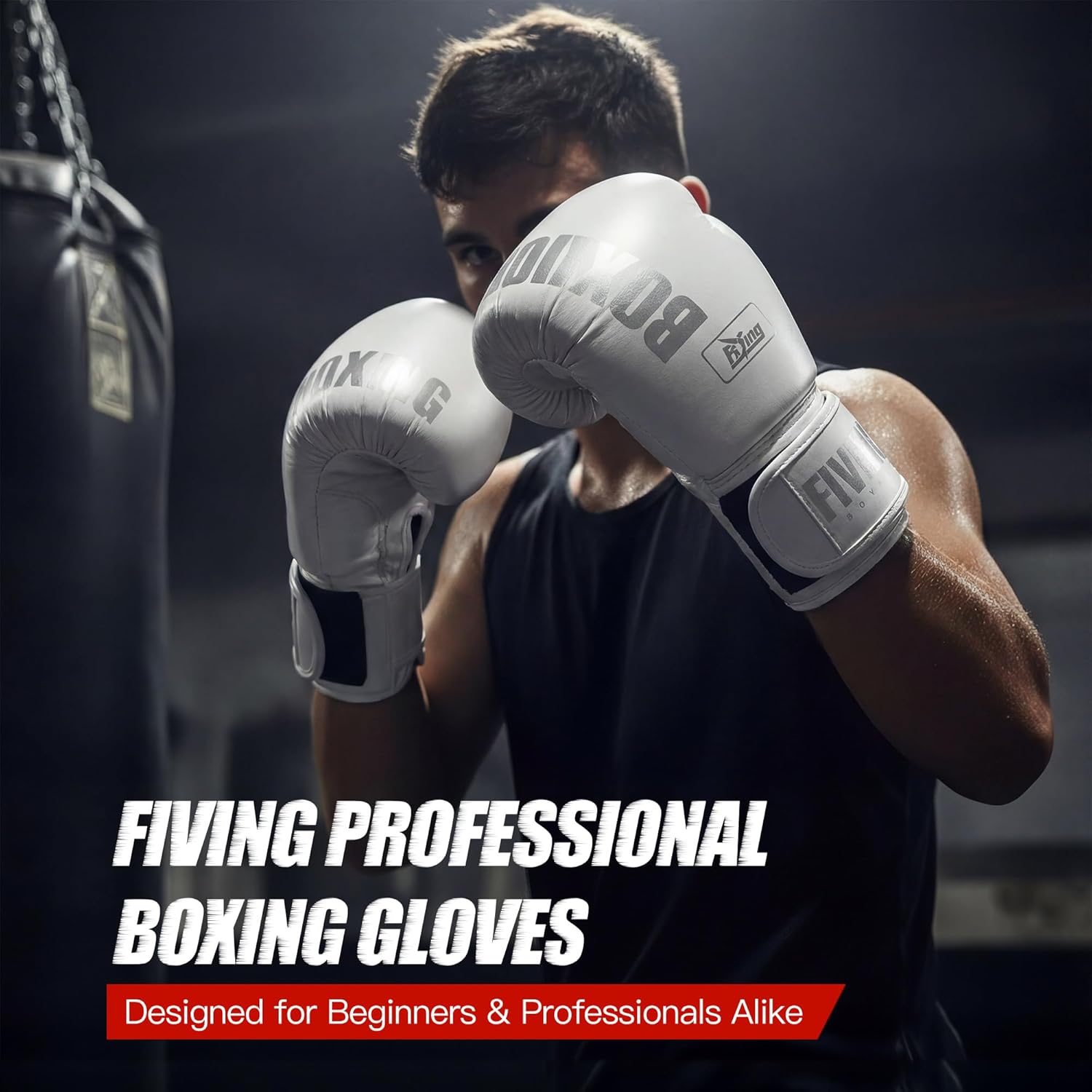 FIVING Boxing Gloves with Hand Wraps for Men and Women, Kickboxing, Mixed Martial Arts, Muay Thai, MMA, Heavy Bag Training