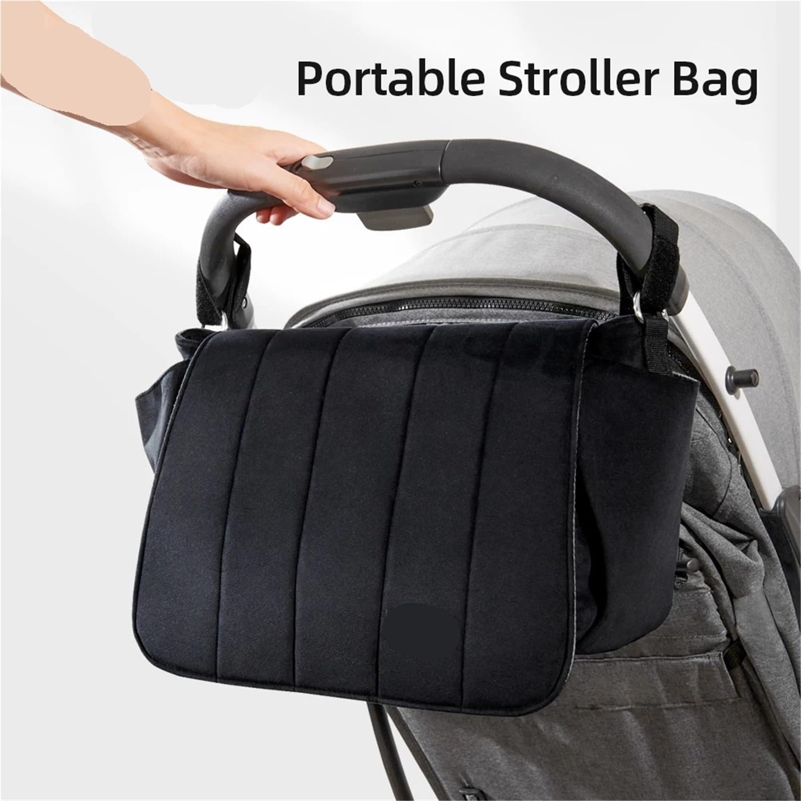 Bolso Carro Bebe Bolso Organizador de pañales for Cochecito de Pana Negro, Bolso Cruzado for mamá de Gran Capacidad, práctico y clásico