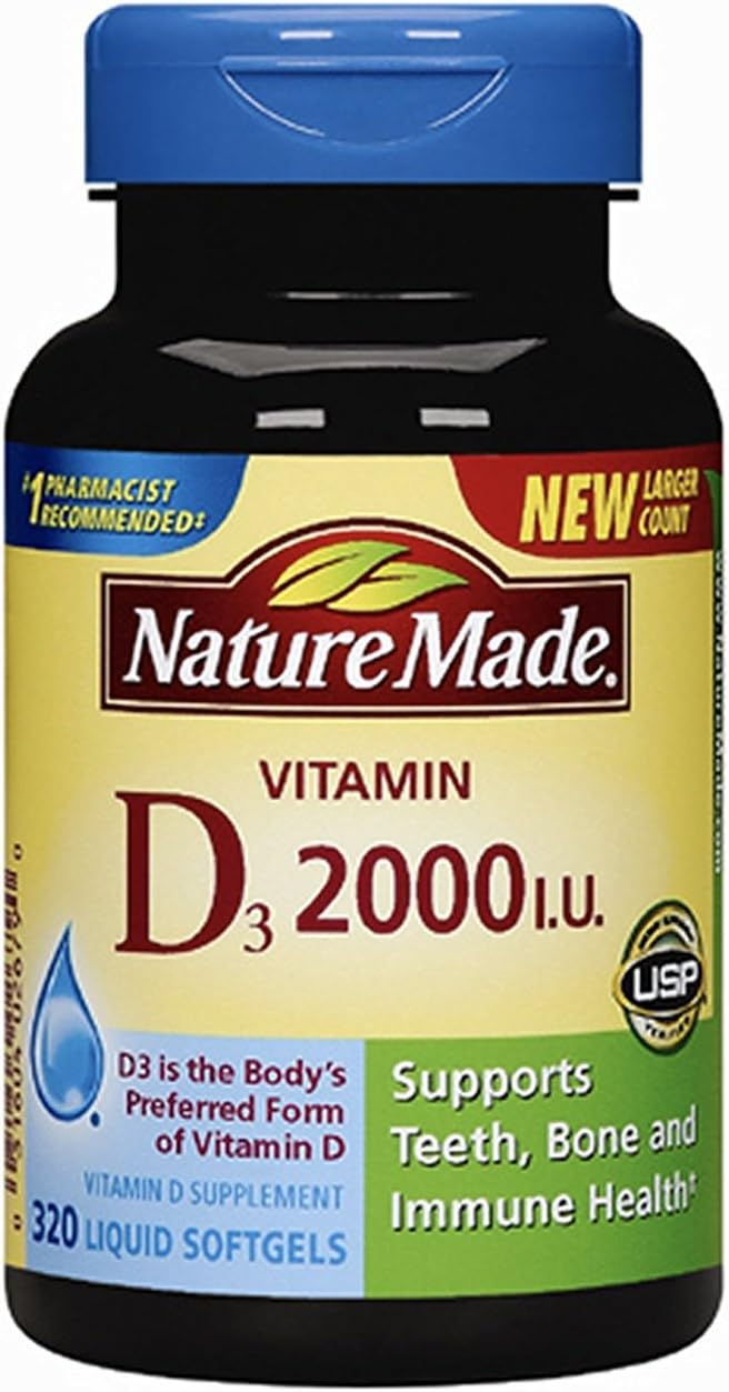 Nature Made Vitamin D3 2000 (50mcg) IU Softgels 320 Ct (Packaging may vary)