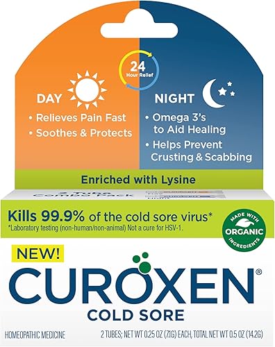 Paquete combinado de alivio del herpes labial día y noche, ungüento para el herpes labial, uso diario y nocturno, alivio del herpes labial durante