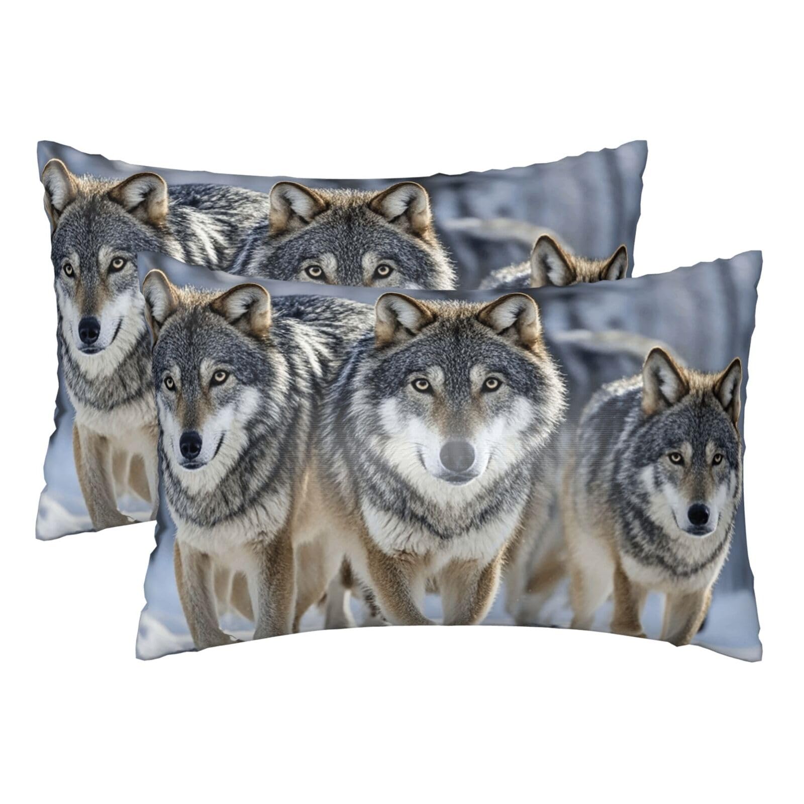 Silk Pillowcases Set of 2 Pillow Shams Breathable Soft Pillow Covers with Envelope Closure Pack of wolves Pillowcases Standard Size 20x30 Inches Washed Pillow Cases for Hair and Skin