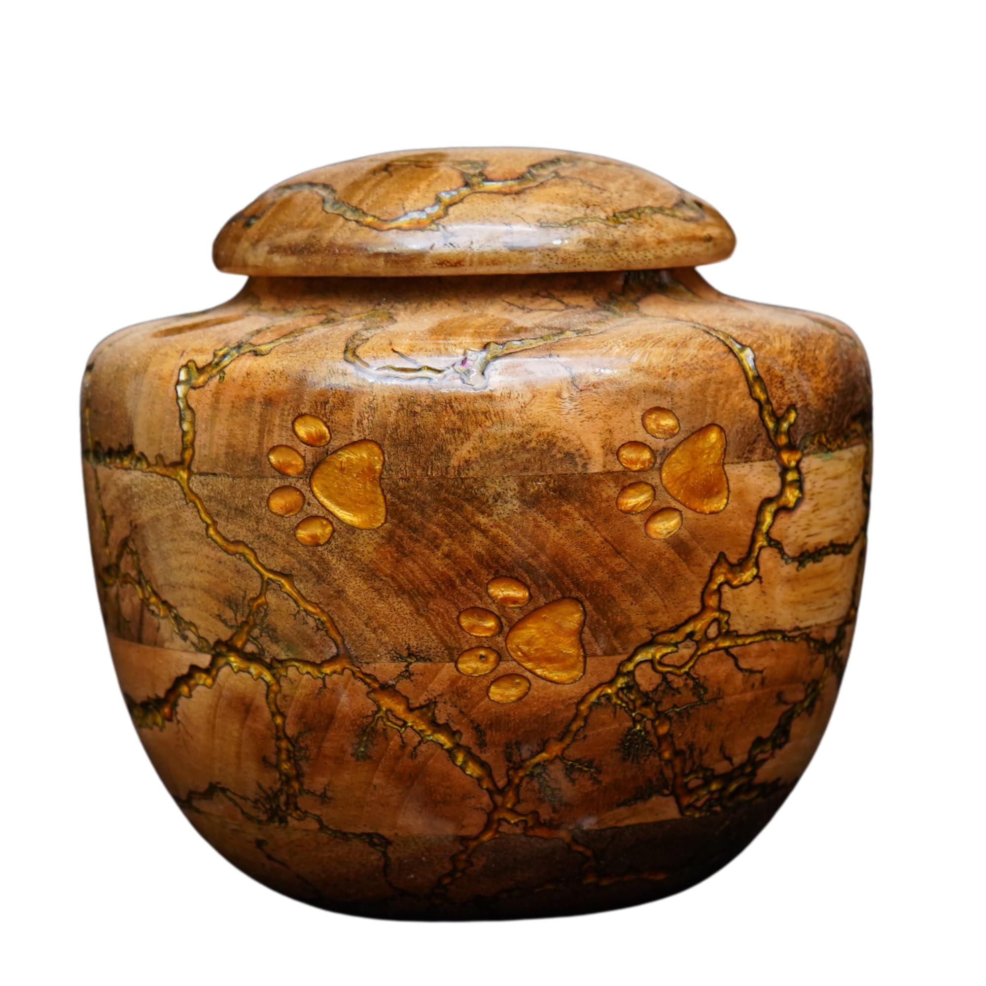Wooden Urn for Pet Ashes Urn for Dog urn for cat Cremation Pets Memory Box Handcrafted urns Box Multi Colors (Goldren, Large 130 LBS)