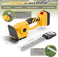 Roadtime 2in1 Akkumulátoros Sövényvágó és Fűnyíró 60° Állítható Elektromos Kerti Olló DeWalt 20V 2