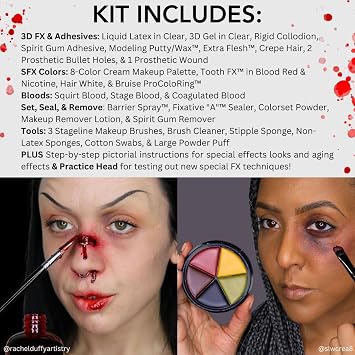 Mehron Makeup Special FX All-Pro Makeup Kit with Practice Head | Complete Professional Stage Kit Includes Practice Head | Special Effects for Theatre, Halloween, Cosplay | Made in the USA