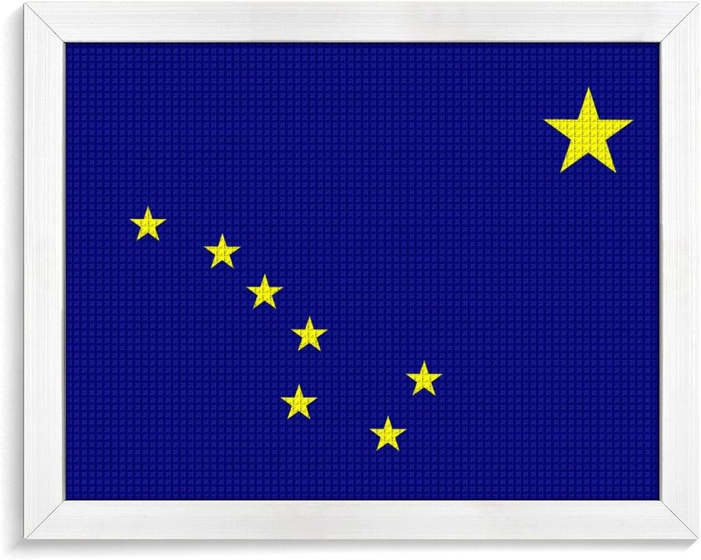State of Alaska Flag Printed Diamond 5D Painting Kits DIY Full Drill Crafts for Home Wall Decor 16x20 Inch White Wood 50 * 40cm