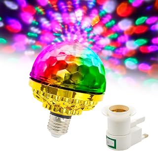 Pipihome Disco Light, Colorful Rotating Magic Ball Lights, Small LED Disco Light Bulb RGB Strobe Magic Lamps for Home Parties Large Stage Decoration Bars Karaoke Christmas (1pcs)
